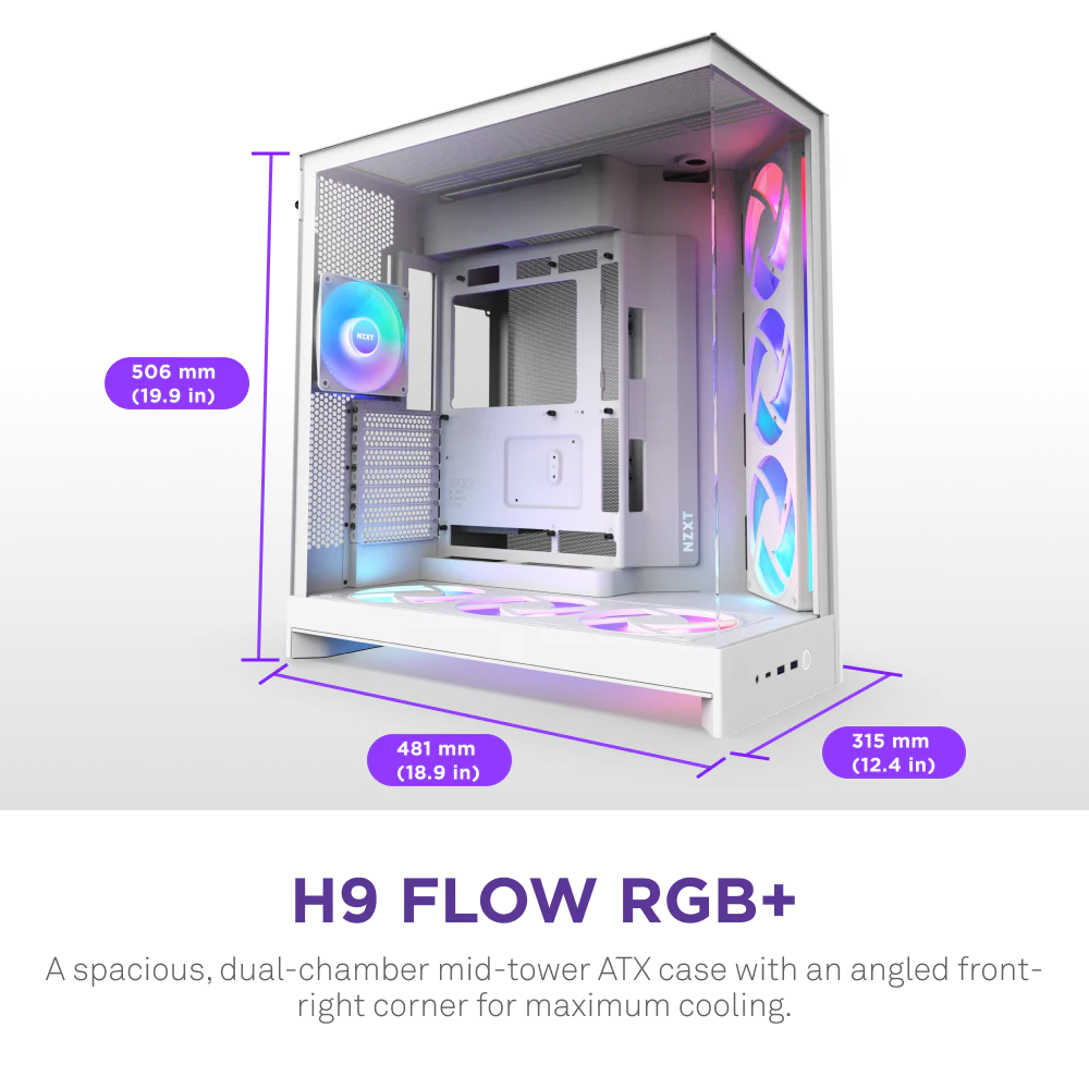 Корпус без блока питания NZXT H9 Flow RGB+ CM-H92FW-P1
